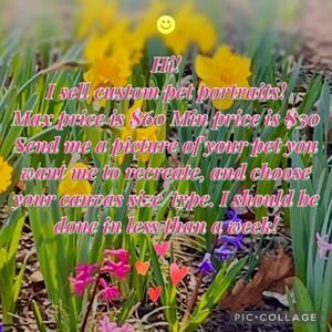 Custom Pet Portrait Art - Vibrant Floral Design